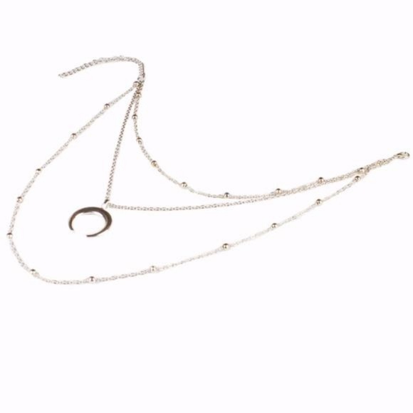 LAST ONE!! Silver Layered Moon Necklace - Picture 2 of 3